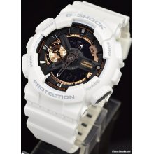 Shock X-large Analog Digital White With Rose Gold Ga110rg-7 Ga110 With Box