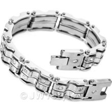 Silver Classic Cz Stainless Steel Men Bangle Bracelet Us39c766