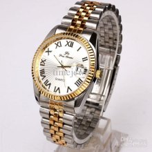 Silver Dial Date 2-tone Men Quartz Watch Stl Stainless Steel Roman I