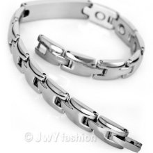 Silver Stainless Steel Men Magnetic Wrist Chain Bangle Bracelet Xb0023
