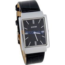 SINOBI 9142 Rectangle Dial PU Leather Band Analog Men' s Wrist Watch (Black)