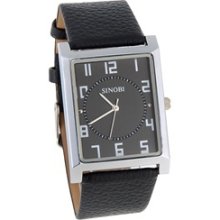 SINOBI 9153 Square Dial PU Leather Band Men's Analog Wrist Watch (Black)