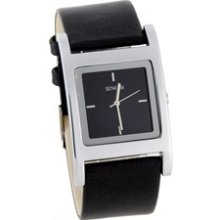 SINOBI 9155 Square Dial PU Leather Band Men's Analog Wrist Watch (Black)