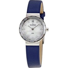 Skagen Denmark Blue Leather and White Dial Ladies Watch 456SSLN ...