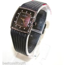 Skagen Denmark Brown S/steel Mesh Bracelet, Mop+crystal Dial Watch-348xsdd1s