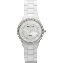 Skagen Women's 347SSXWC White Ceramic Quartz Watch with White Dial