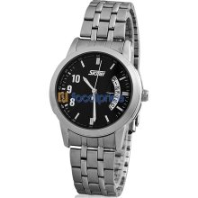 Skmei Men's Stylish Dive Watch with Stainless Steel Strap (Black)