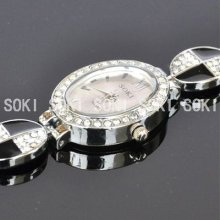 Soki Ellipse Case Womens Ladies Crystal Analog Quartz Bracelet Watch W095