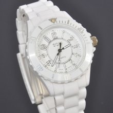 Soki White Dial 12h Quartz Womens Ladies Wrist Plastic Band Gift Watch L72