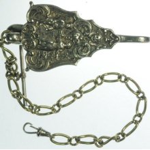 Solid Sterling Silver English Pocket Watch Clip Chain G215161