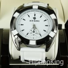 Special Price Fashion Mens Black White Case Silicone Band Soulja Hip Hop Watch