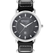 Sperry Top-Sider 'Striper' Round Leather Strap Watch, 45 mm