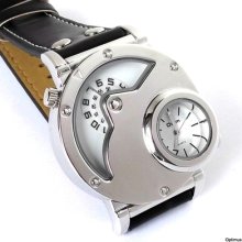 Sports Fashion Mens Or Womens Quartz Watch Dual Dial Steel-white Dial Finish