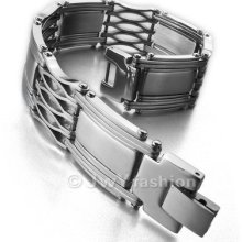 Stainless Steel Bangle Bracelet Chain Men Biker Silver Irish Celtic Knot Xb0142