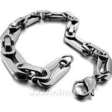 Stainless Steel Bangle Bracelet Chain Men Biker Silver Black Xb0192-3