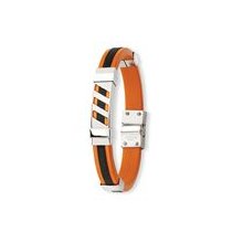 Stainless Steel Black and Orange Rubber Bracelet