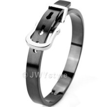 Stainless Steel Bracelet Bangle Cuff Men Unisex Black Belt Buckle Us39c648-1