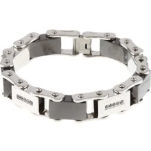 Stainless Steel Men's 1/4ct TDW Black Diamond Bracelet (8 1/2 Inch)