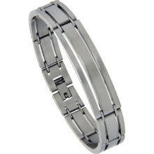 Stainless Steel Satin Finish Striped 7.75 In. Id Bar Bracelet Bss192