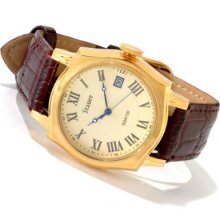 Stauer Men's Volta Automatic Quartz Exhibition Back Leather Strap Watch