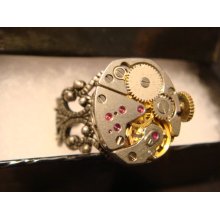 Steampunk ELGIN Watch Movement Ring with Exposed Gears (1059)