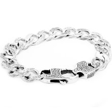 Sterling Silver Etched Heavy Link Chain Bracelet