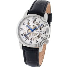 Stuhrling 107bl 12152 Delphi Oracle Skeleton Ss Case Black Leather Ladies Watch