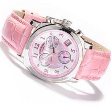 Stuhrling 246 Fiorenza Swiss Quartz Chrono Pink Mop Pink Leather Women's Watch