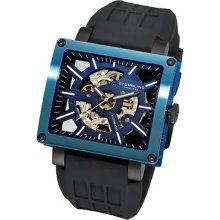 Stuhrling 257r 33x66 Wild Axis Auto Skeleton Blue Dial Rubber Mens Watch