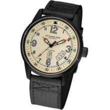 Stuhrling Original 129B2.335543 Mens Sports watch on a Black PVD Caseandamp;#44; Beige Dialandamp;#44; Black Hands with Luminous Fillandamp;#44; Grey and Black Luminous Embossed Arabic Numerals