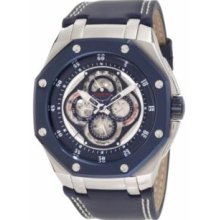 Stuhrling Original 181AXL.332U5C16 Mens Nemo MCX Automatic Stainless Steel Case with Blue Bezel and Blue Skeleton Dial on Blue Leather Strap