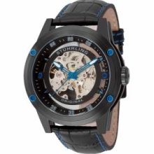 Stuhrling Original 314.335513 Mens Automatic with Black IP Caseandamp;#44; Black Skeletonized Dial and Black Strap