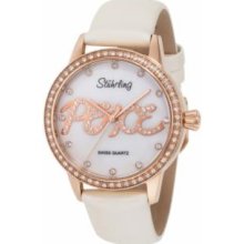 Stuhrling Original 519P.1145P7 Womens andamp;apos;andamp;apos;Peaceandamp;apos;andamp;apos; Quartz with Rosegold Case White MOP Dial and White Strap Watch