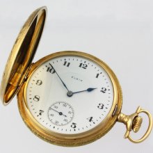 Stunning 16 Size Elgin In 14k Solid Gold Case Fully Engraved Circa 1917.
