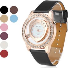Style Women's Heart-Shaped PU Leather Analog Quartz Wrist Watch (Assorted Colors)