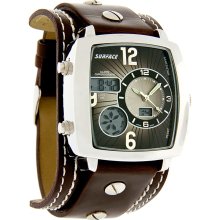 Surface Mens Analog-Digital Alarm Quartz Chronograph Brown Cuff Watch