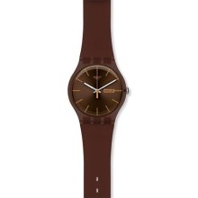 Swatch Cacao Rebel Gent's & Women's Plastic Date Brown Plastic Watch Suoc703