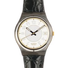 Swatch George White Gold Midsize Unisex Date Swiss Made Quartz Gx409 Watch