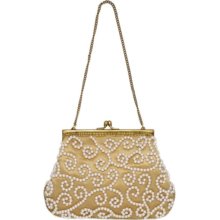 Swirl Motif Beaded Evening Bag and Bridal Purse - Ivory