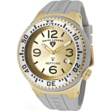 Swiss Legend Men's Neptune Gold Dial Gold Tone Case Grey Silicone