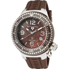 Swiss Legend Neptune Ceramic (44 Mm) Brown Mother Of Pearl Dial Brown