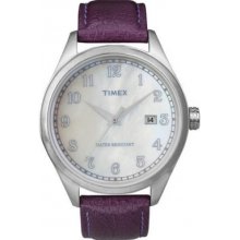 T2N412 Timex Originals Unisex T Series Mop Dial Purple Leather Strap W...