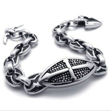 Tb118 Men's Vintage Simple Design Stylish Cross Stainless Steel Bracelet Bangle