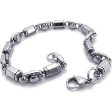Tb146 Men's Silver Simple Design Stylish Band Stainless Steel Bracelet Bangle