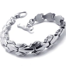 Tb57 Men's Vintage Punk Rock Stylish Band Cool Stainless Steel Bangle Bracelet