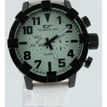 Tecno Sport Men,s Fashion Watch Big Face White & Black White Dial