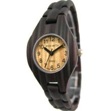 Tense Wood Womens Corrugated Sandalwood Wood Watch - Dark Bracelet - Light Dial - L8010D