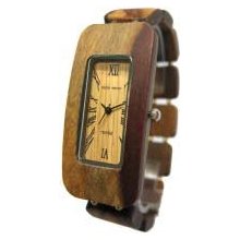 Tense Wood Womens Rectangle Sandalwood Wood Watch - Two-tone Bracelet - Light Dial - L8221I