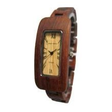 Tense Wood Womens Rectangle Sandalwood Wood Watch - Dark Bracelet - Light Dial - L8221SD