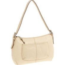 Tignanello Perfect Ten Smooth Top Zip Handbag Cream